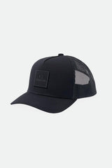 Unisex Alpha Block NetPlus Trucker Hat in Black/Black