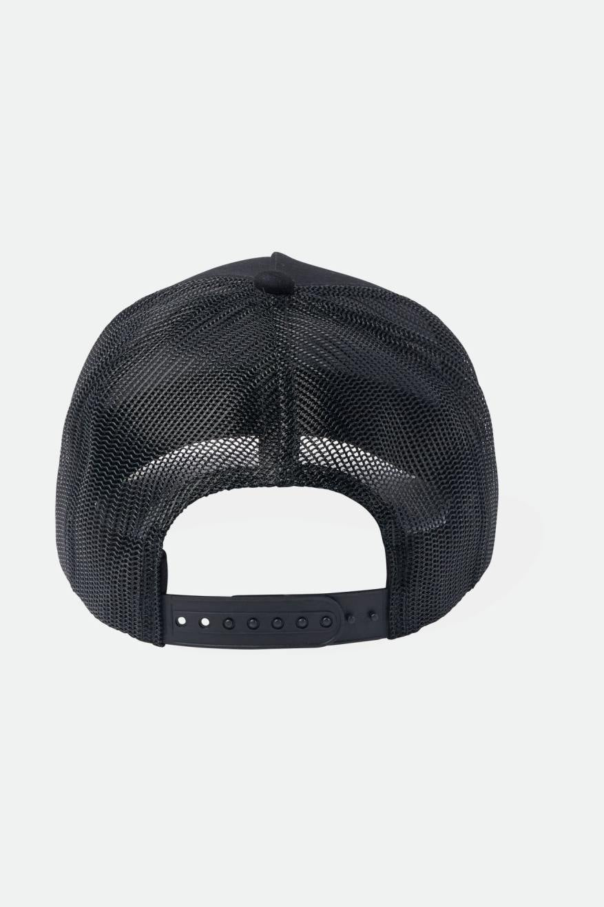 Unisex Alpha Block NetPlus Trucker Hat in Black/Black