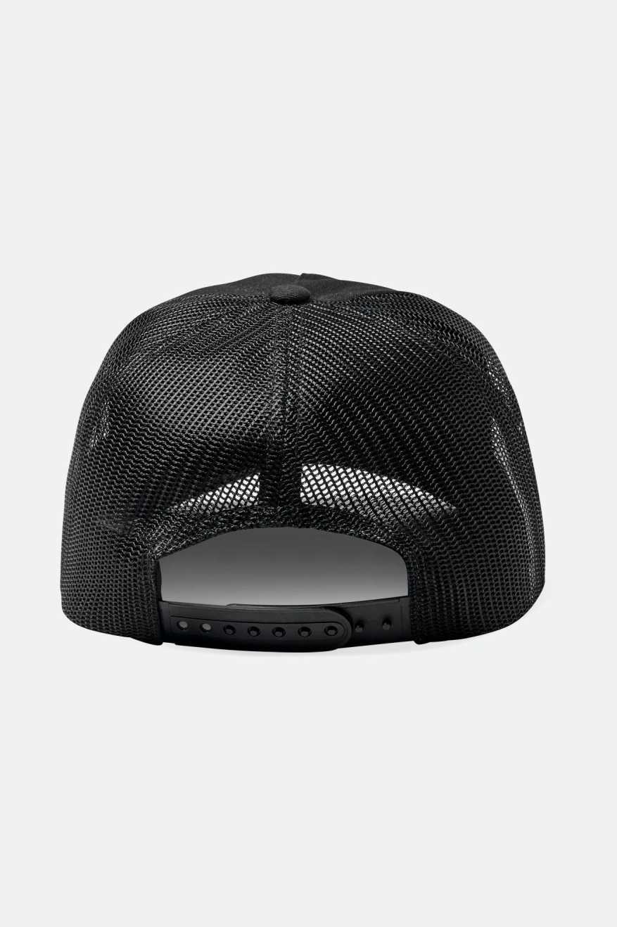 Unisex Keaton Netplus Trucker Hat in Black/Black