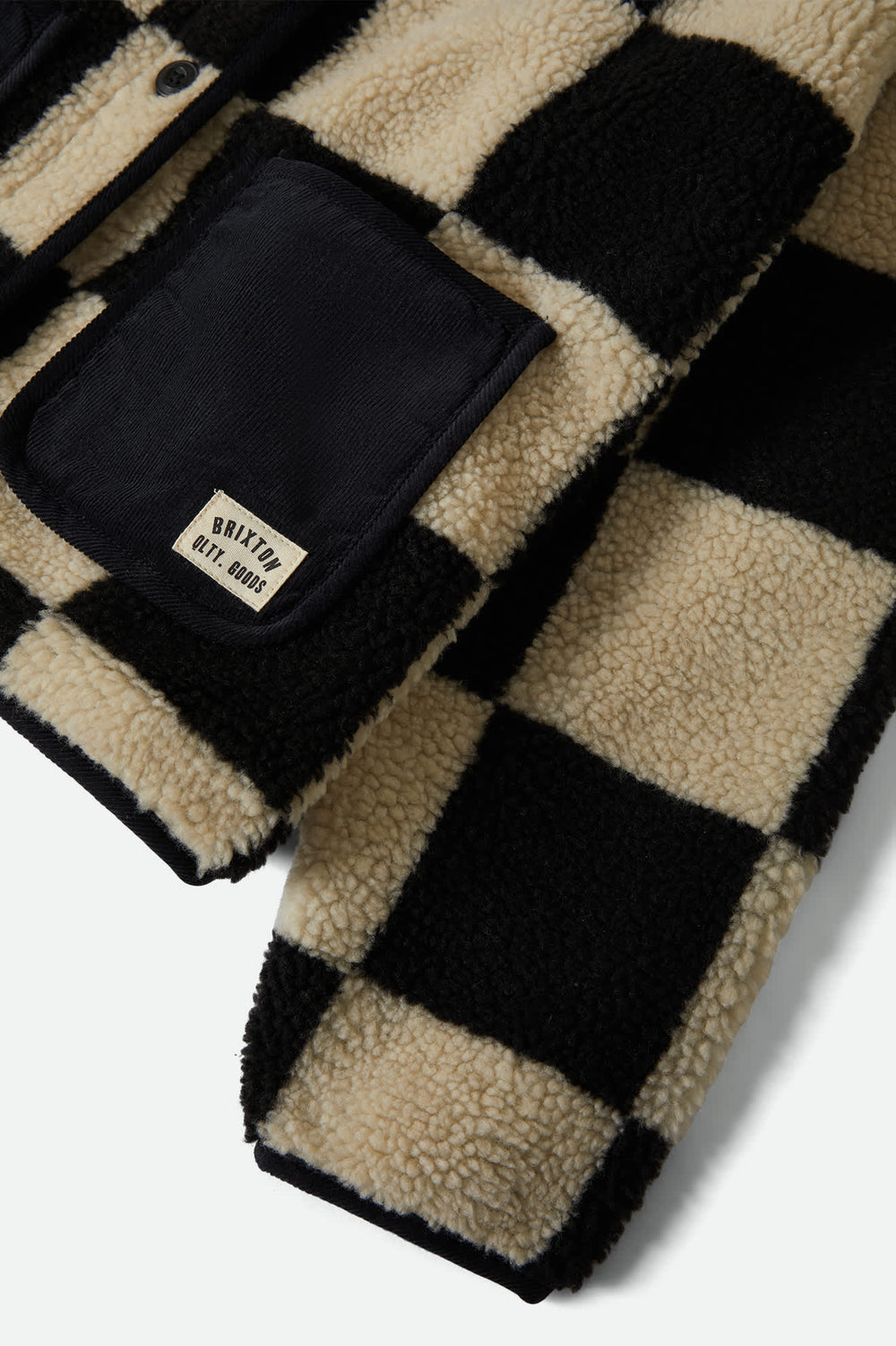 Women's Delilah Sherpa Jacket in Black/Natural Finish Line Checker