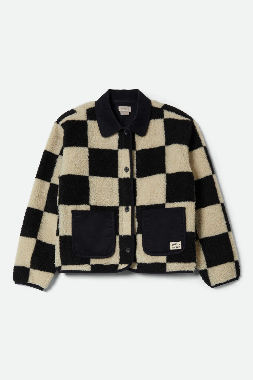 Women's Delilah Sherpa Jacket in Black/Natural Finish Line Checker