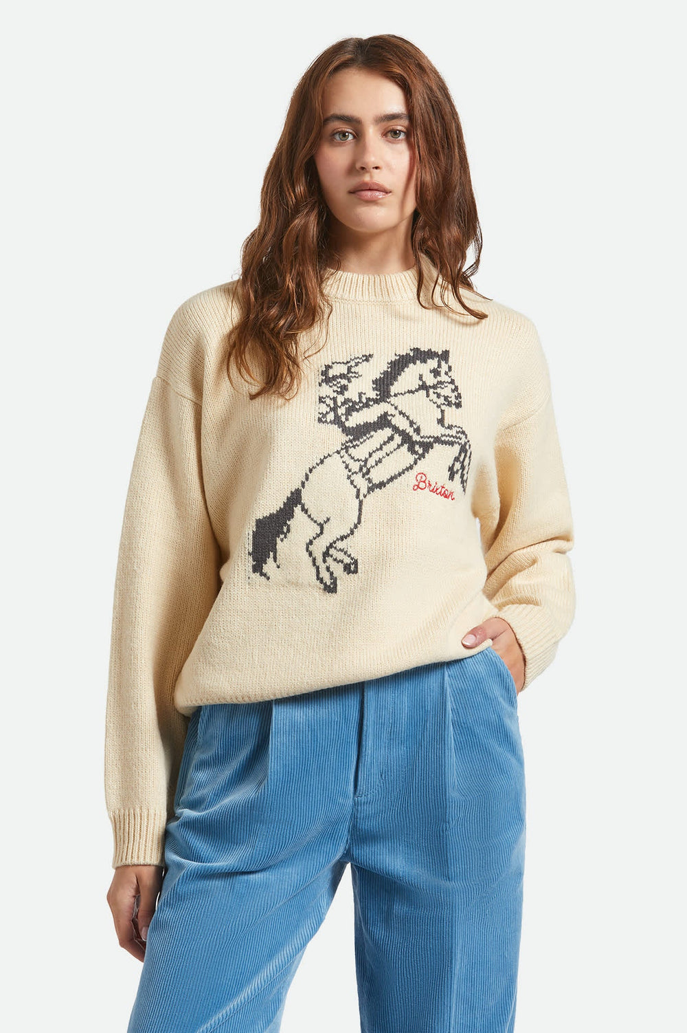 Women's Brixton Ranching Club Crew Sweater in Whitecap