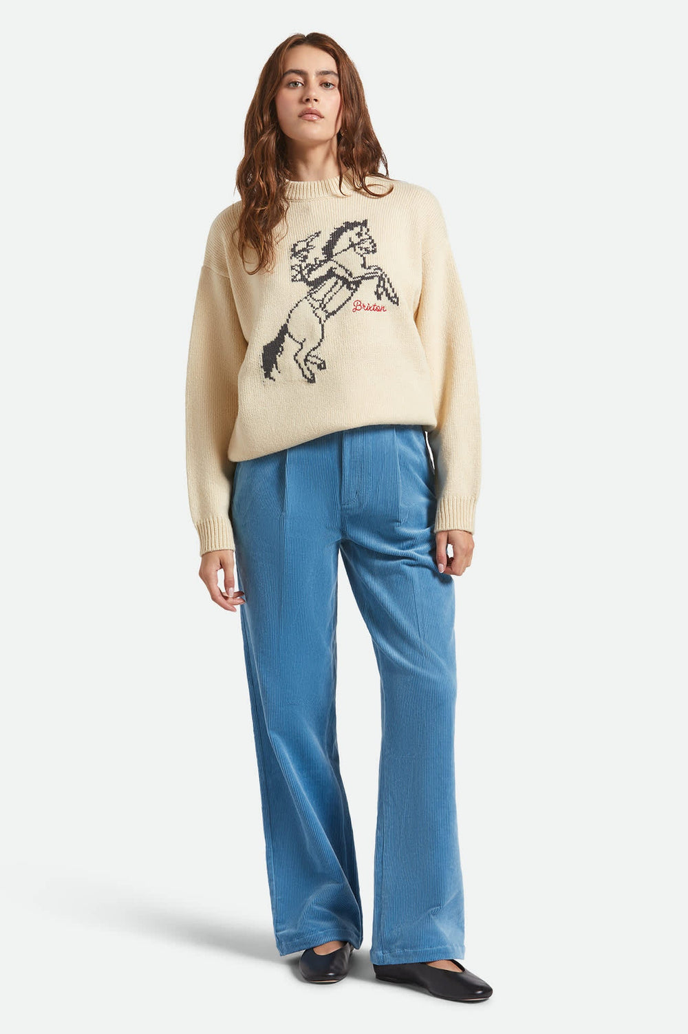 Women's Brixton Ranching Club Crew Sweater in Whitecap