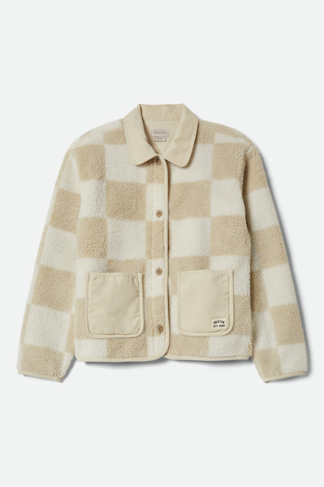 Women's Delilah Sherpa Jacket in White/Natural Finish Line Checker