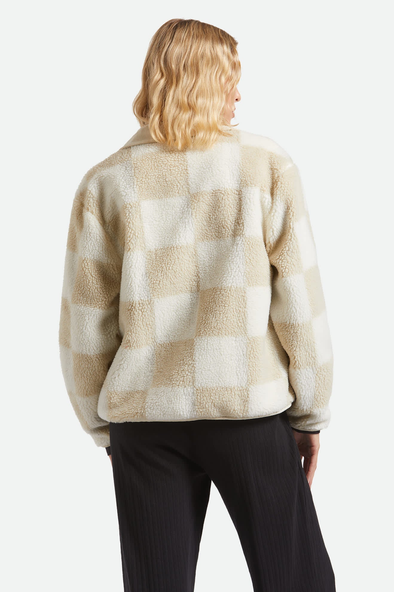 Women's Delilah Sherpa Jacket in White/Natural Finish Line Checker