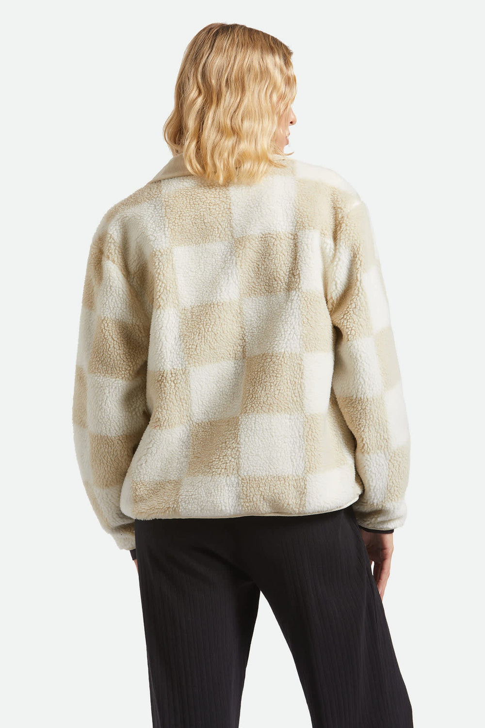 Women's Delilah Sherpa Jacket in White/Natural Finish Line Checker