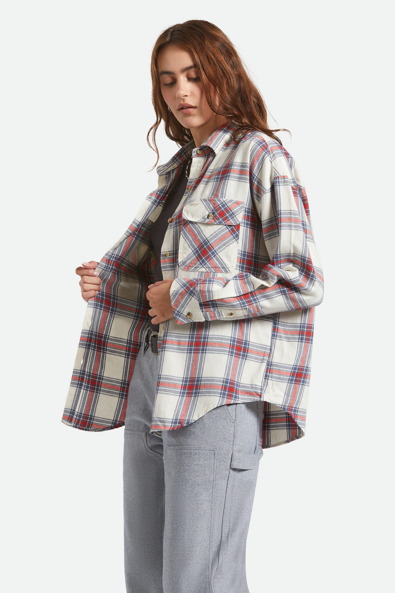 Women's Bowery Vintage Overshirt in Off White/Berring Sea/Red