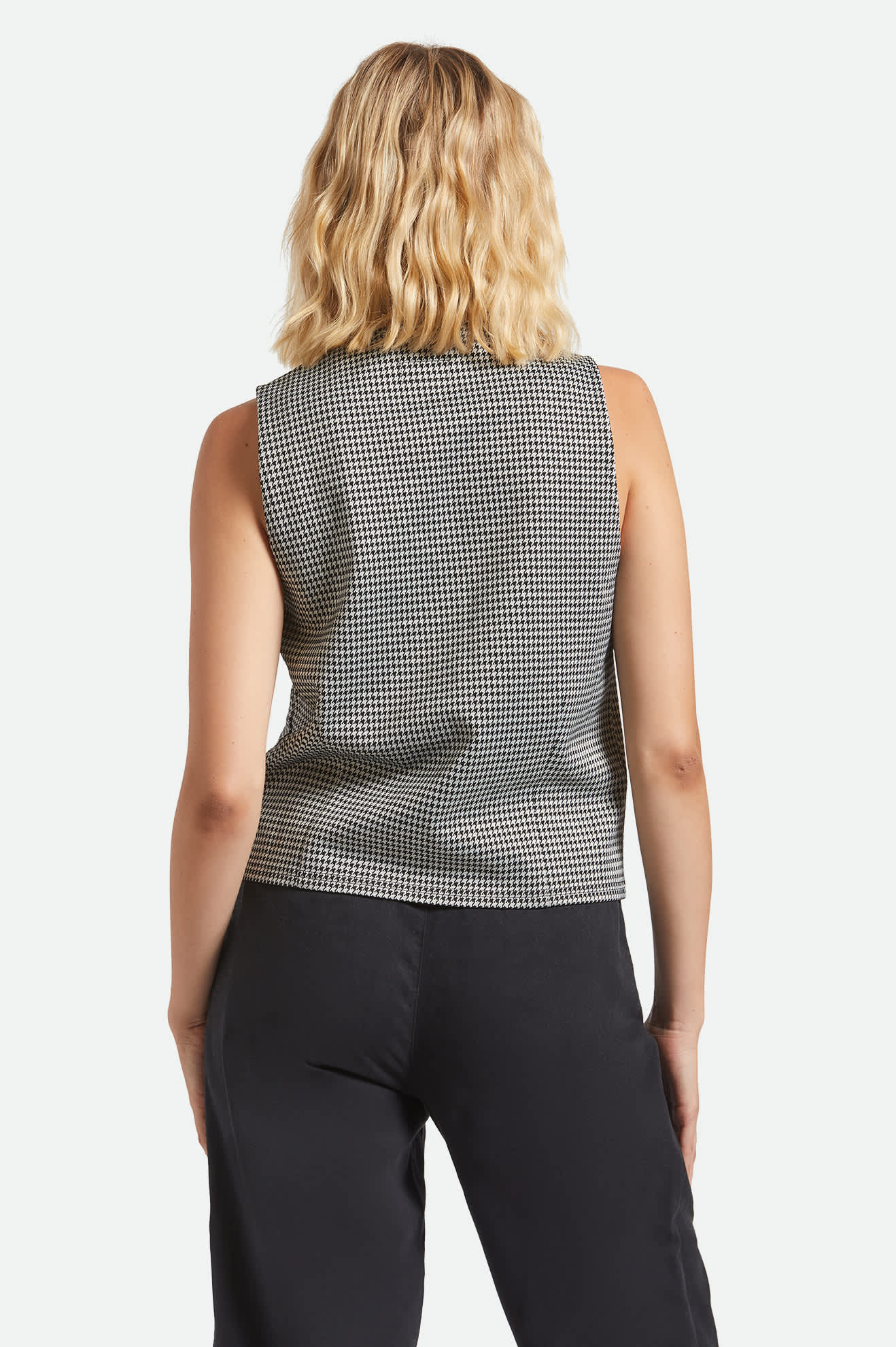 Women's Houndstooth Leisure Vest in Winter White/Black