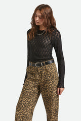 Women's Dolly Slim Long Sleeve Knit T-Shirt in Black