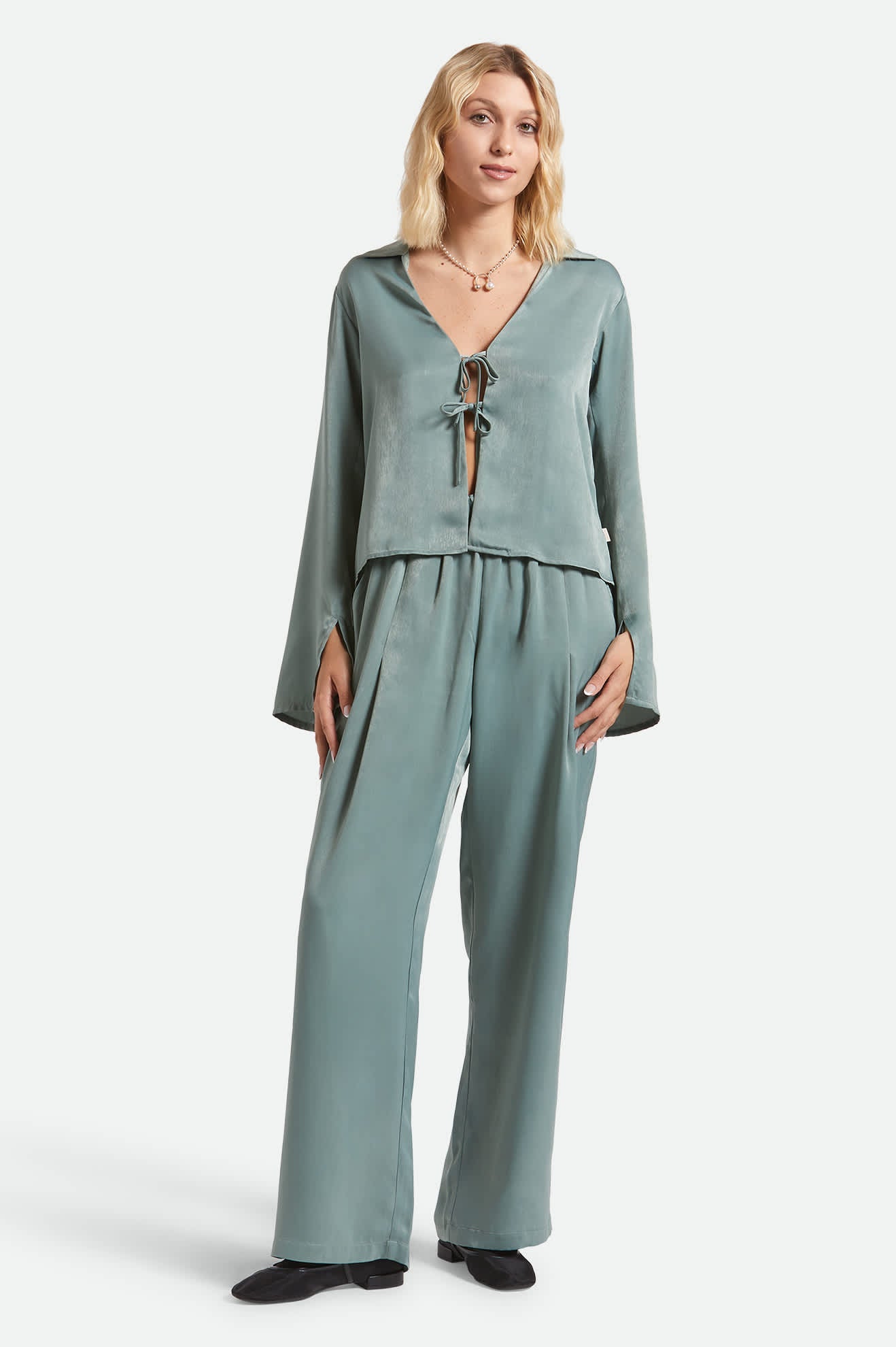 Women's Soho Silky Top in Blue Green Shine