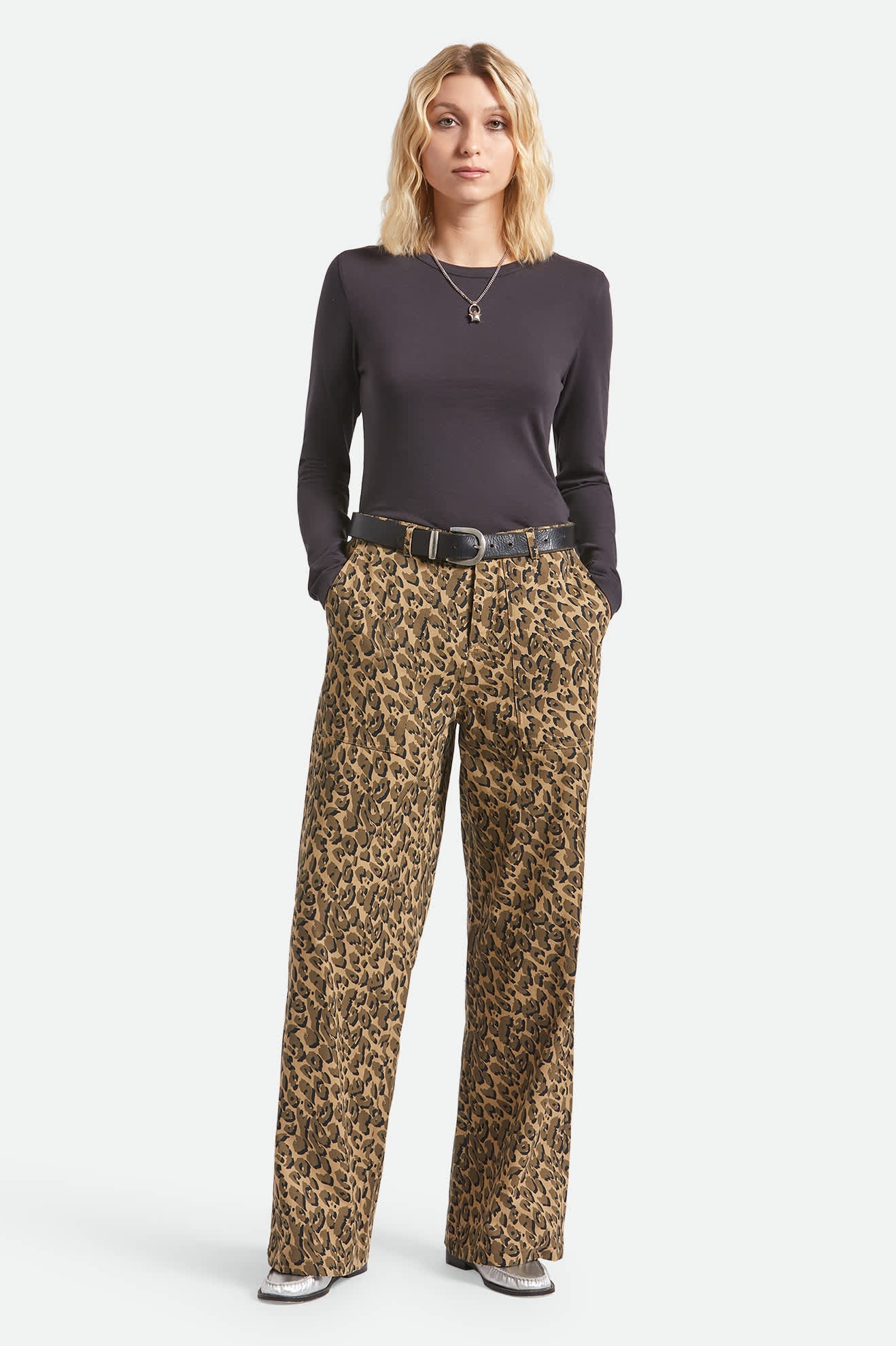 Women's Jane Utility Wide Leg Pant in Brown Cheetah