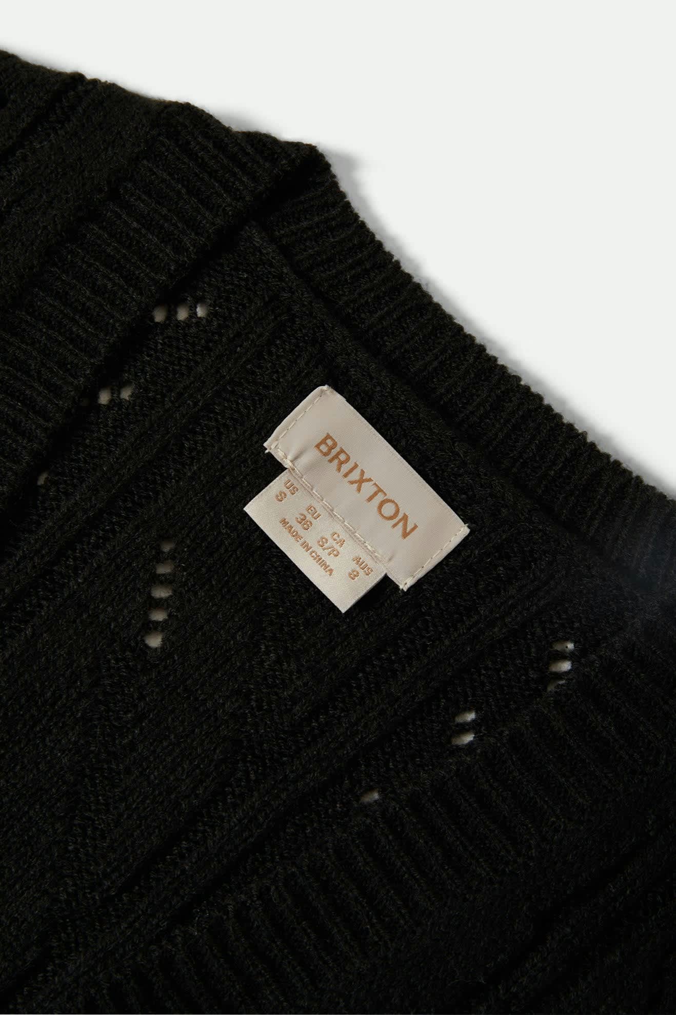 Women's Cropped Pointelle Tie Cardigan in Black