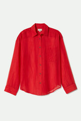 Women's East Side Boxy L/S Button Down in Crimson