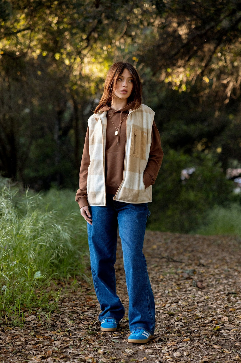 Brixton Women's Arctic Fleece Vest in color Sand