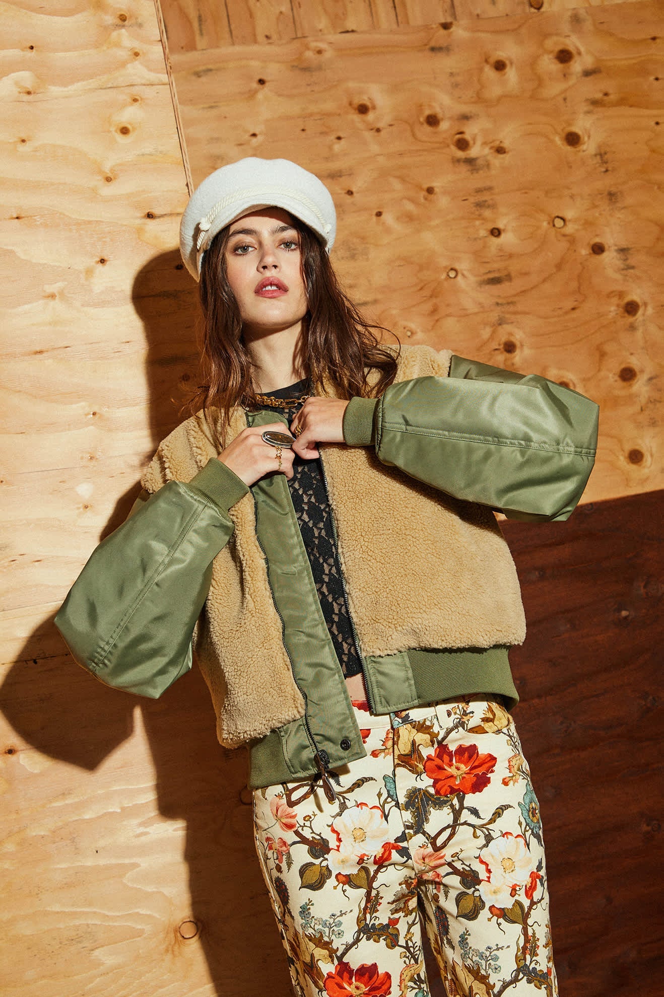 Women's Sherpa Surplus Bomber Jacket in Olive Surplus
