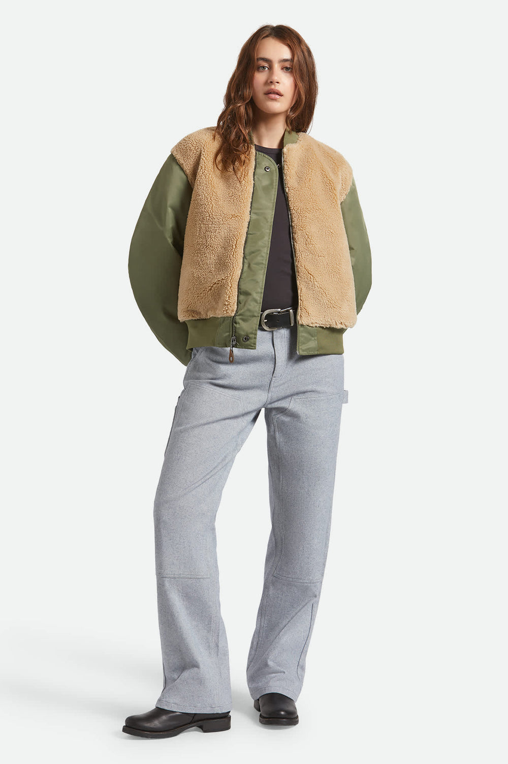 Women's Sherpa Surplus Bomber Jacket in Olive Surplus