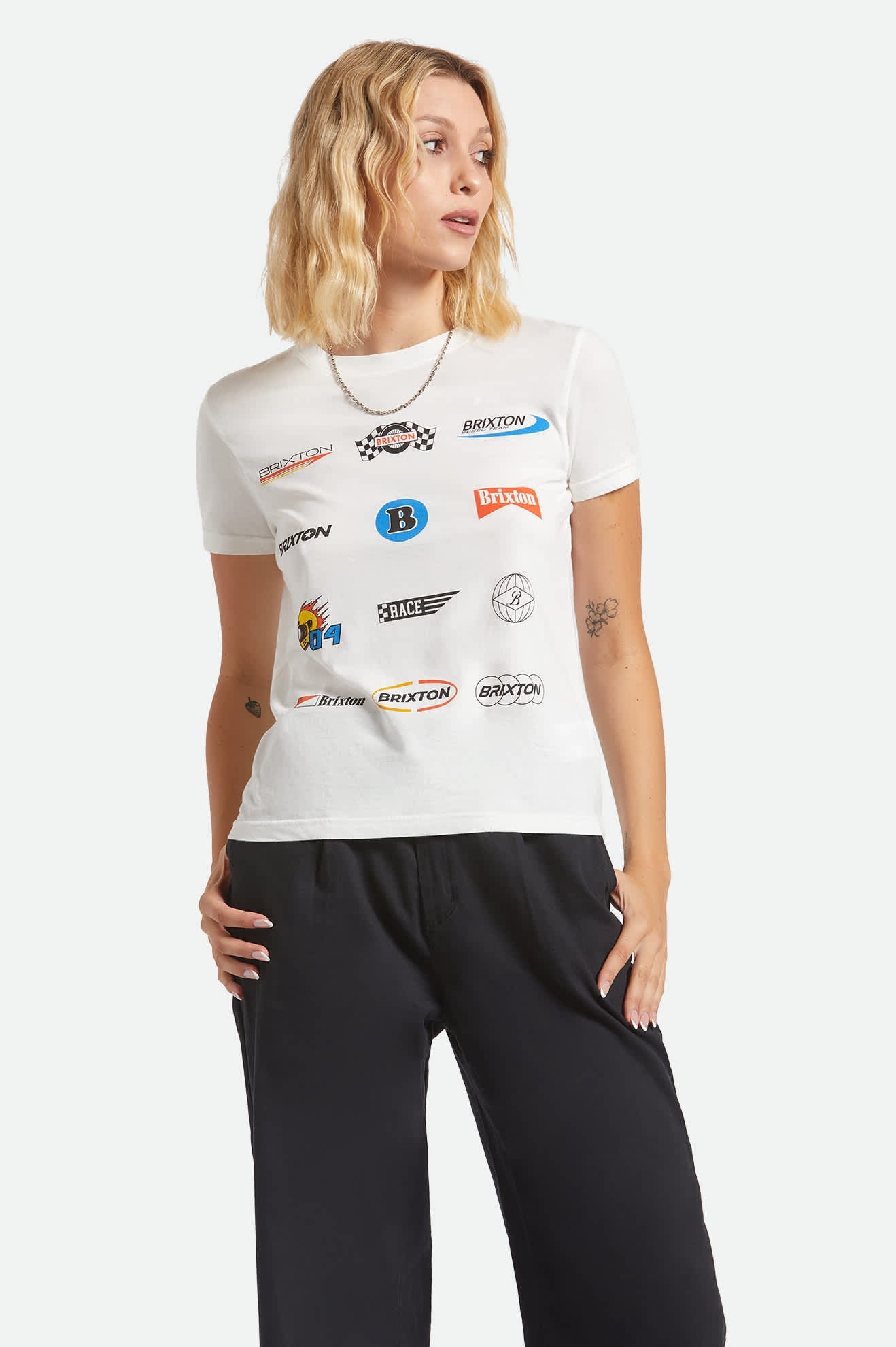 Women's Racing Patches Crew T-Shirt in Off White