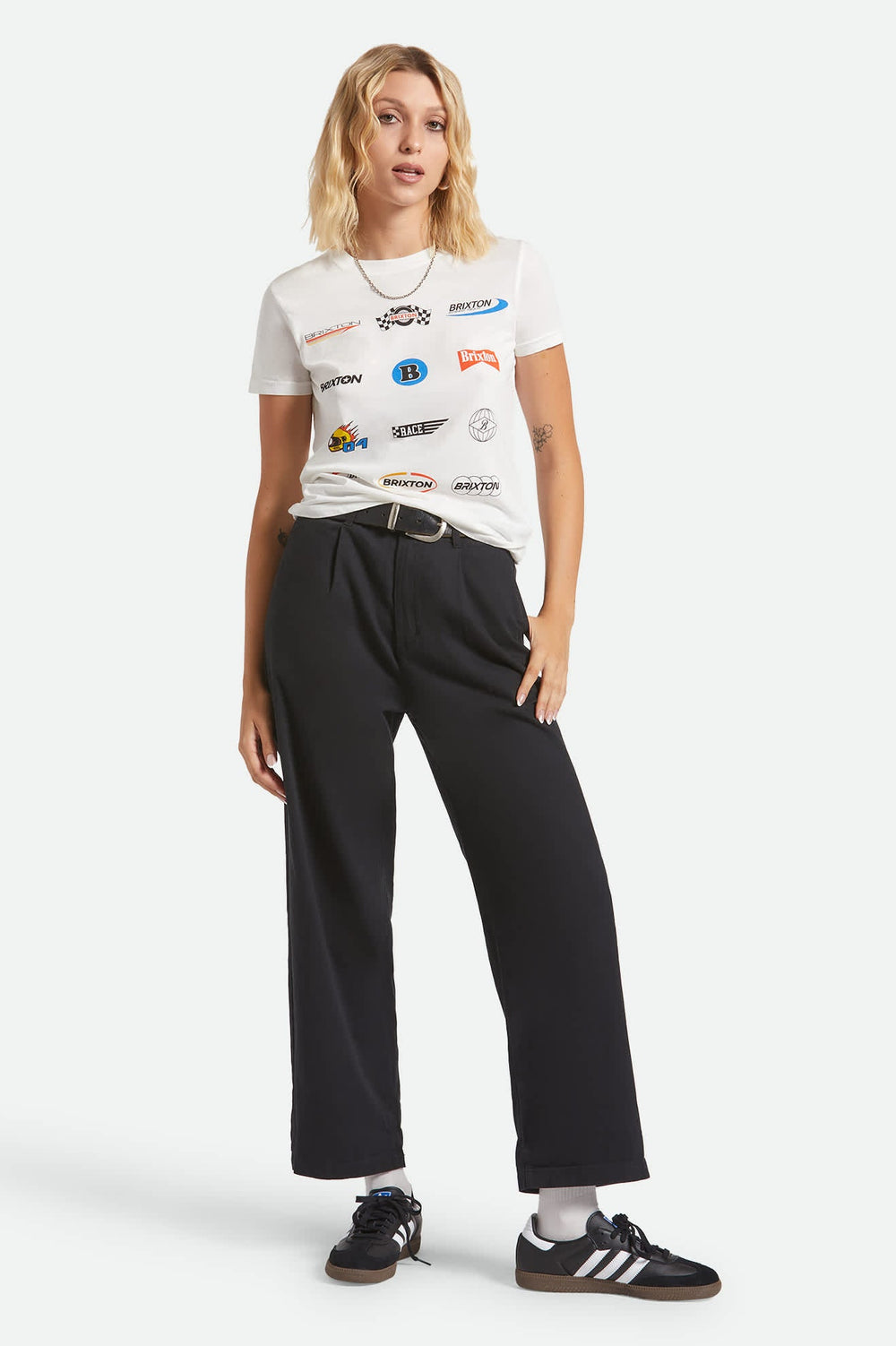Women's Racing Patches Crew T-Shirt in Off White