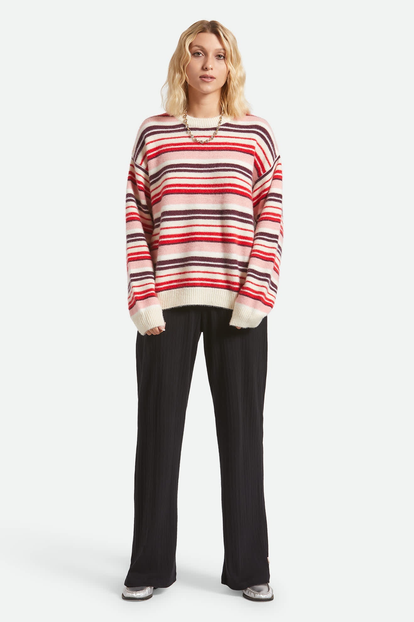 Women's Cozy Crew Sweater in Multi Stripe