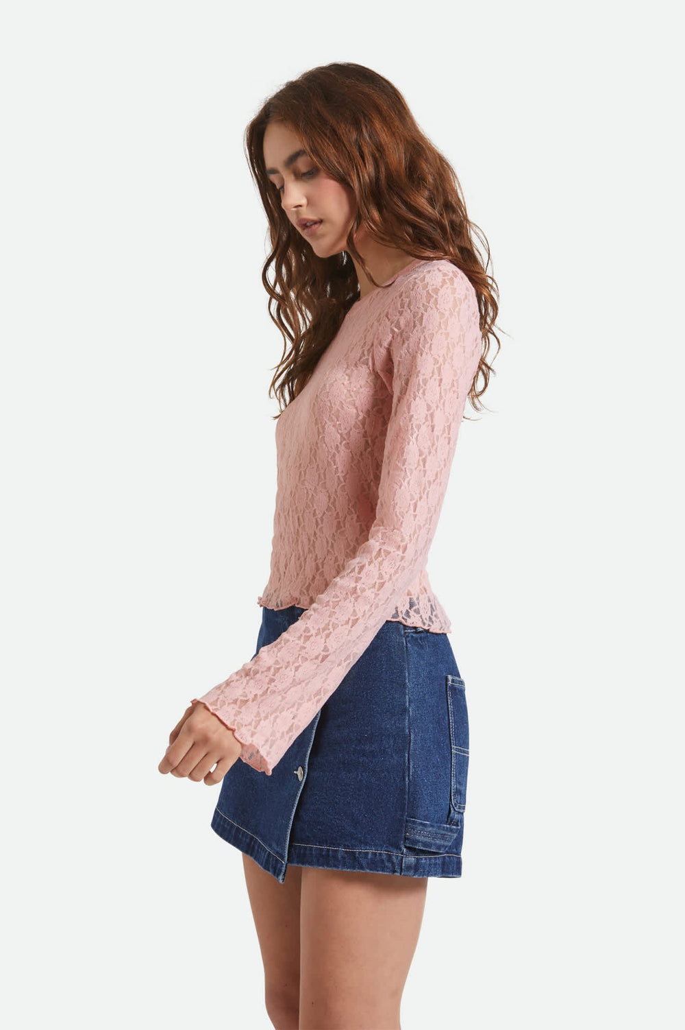 Women's Dolly Slim Long Sleeve Knit T-Shirt in Mellow Rose