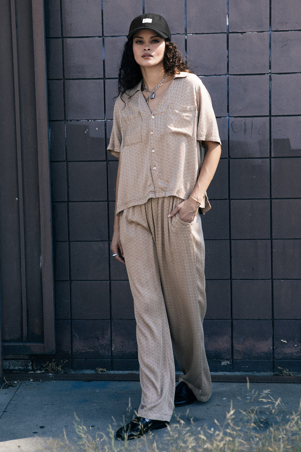 Women's Hudson Lounge Short Sleeve Shirt in Washed Copper/Whitecap