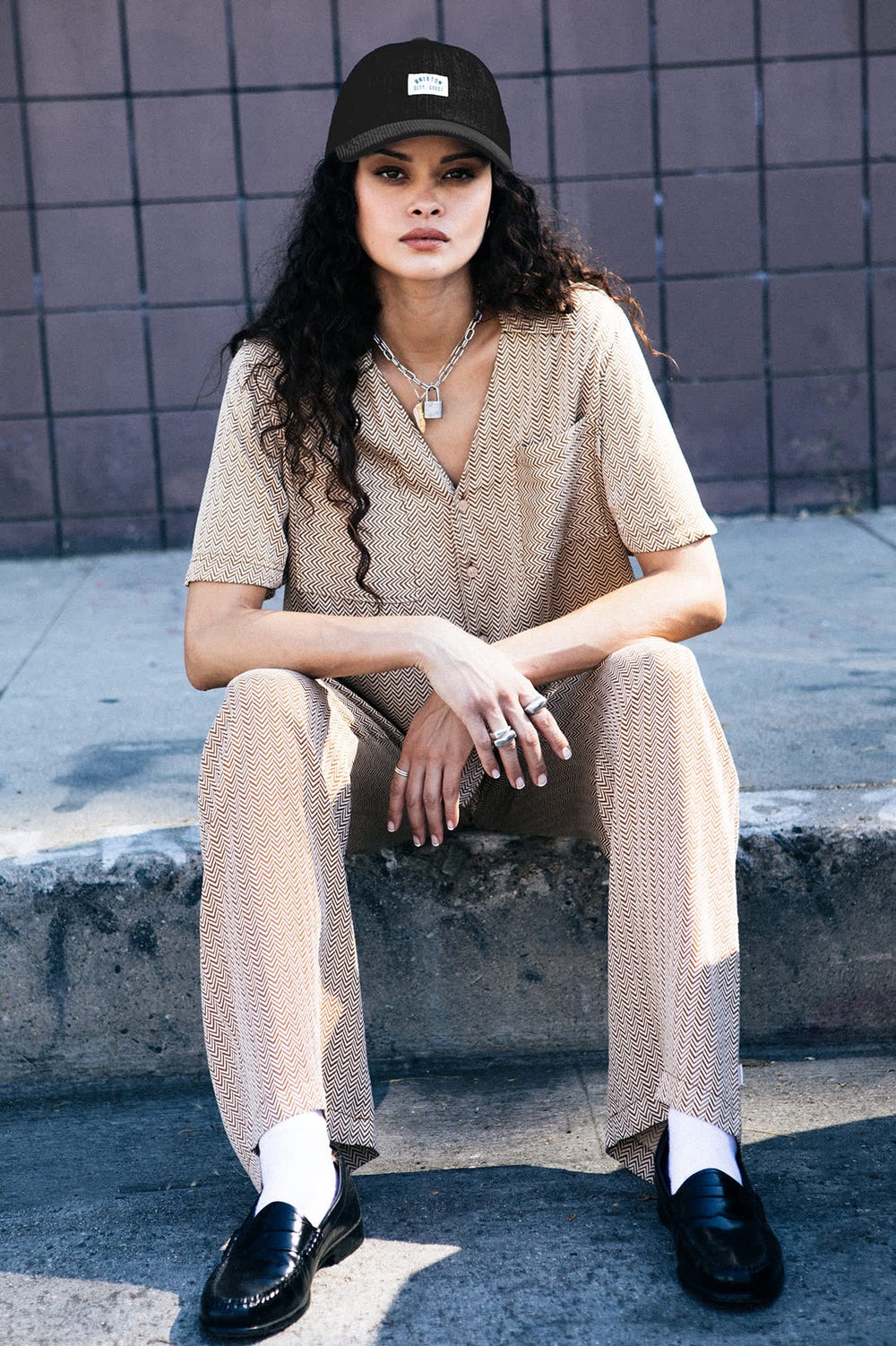 Women's Hudson Lounge Short Sleeve Shirt in Washed Copper/Whitecap