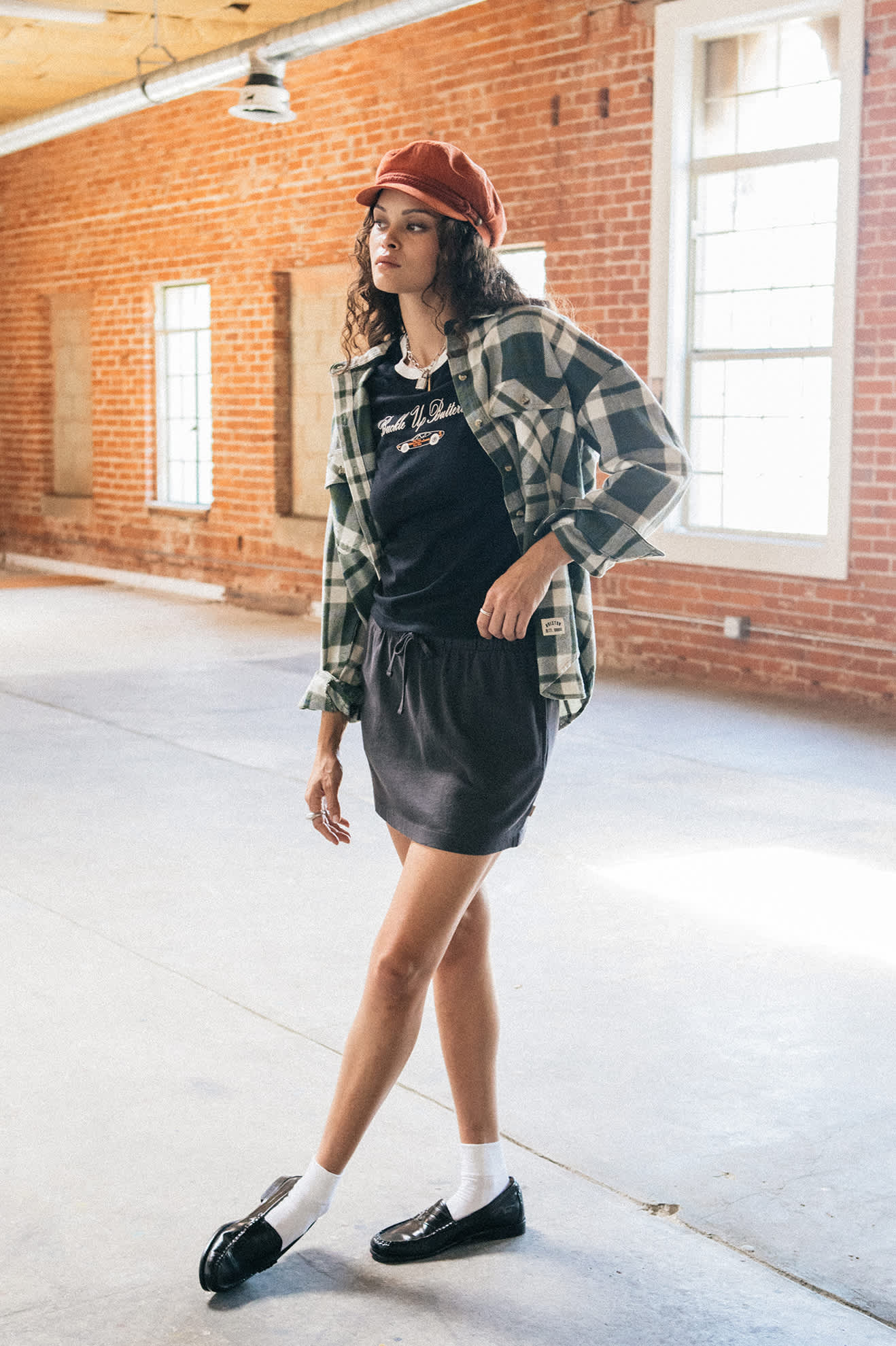 Women's Carefree Organic Garment Dye Lounge Skirt in Black