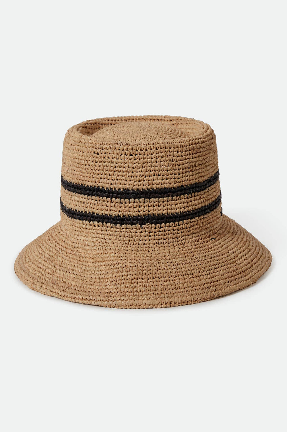 Women's Ellee Straw Bucket Hat in Tan/Black