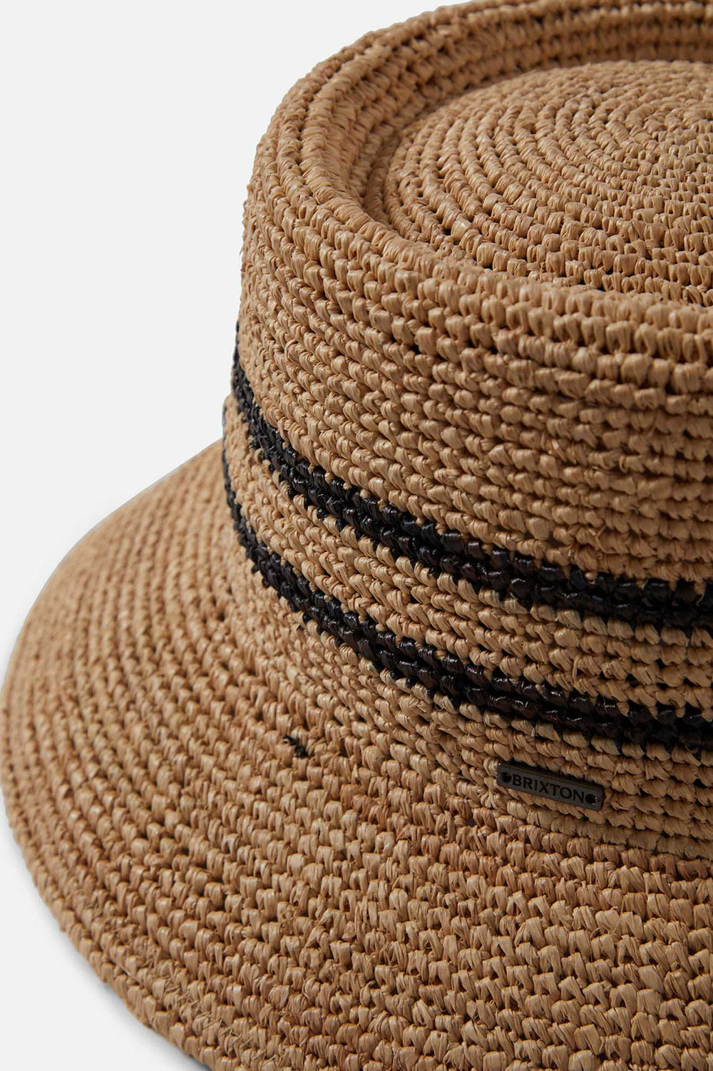 Women's Ellee Straw Bucket Hat in Tan/Black