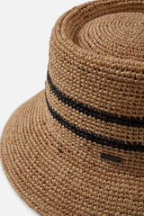 Women's Ellee Straw Bucket Hat in Tan/Black