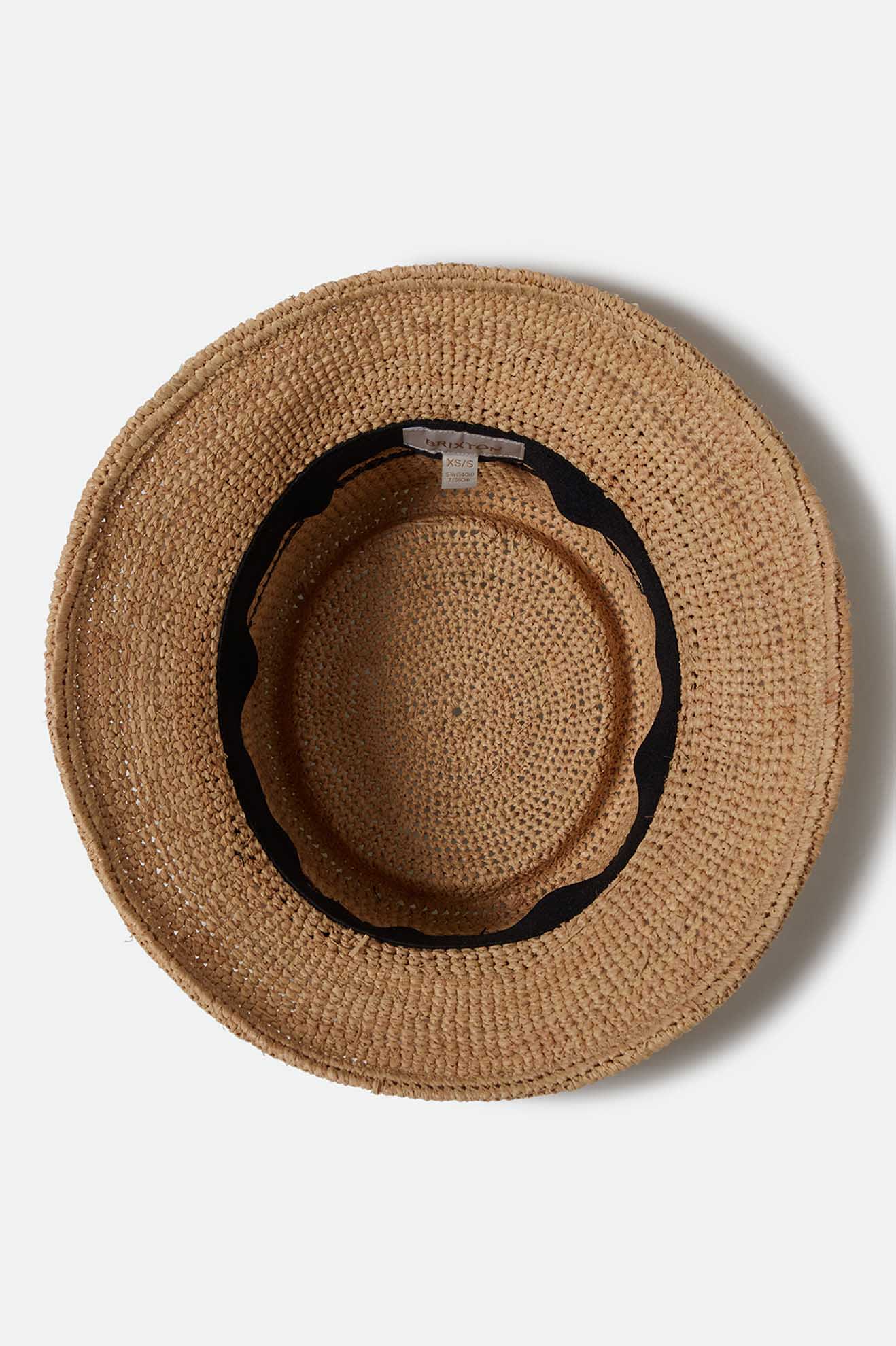 Women's Ellee Straw Bucket Hat in Tan/Black