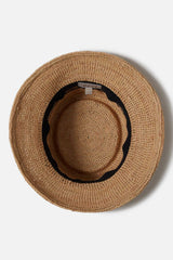 Women's Ellee Straw Bucket Hat in Tan/Black