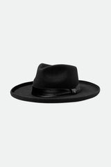 Women's Victoria Felt Fedora in Black/Black Satin