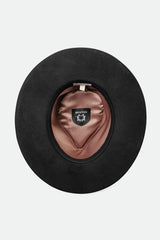 Women's Victoria Felt Fedora in Black/Black Satin