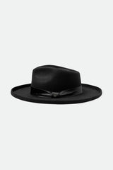 Women's Victoria Felt Fedora in Black/Black Satin