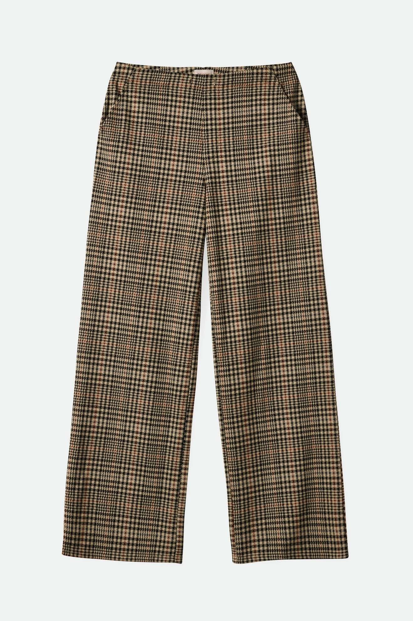 Brixton Women's Menswear Plaid Leisure Trouser Pant in color Winter White/Black Plaid