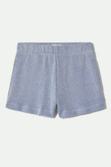 Women's The Weekend Cross Loop French Terry Lounge Short in Off White/Electric Indigo