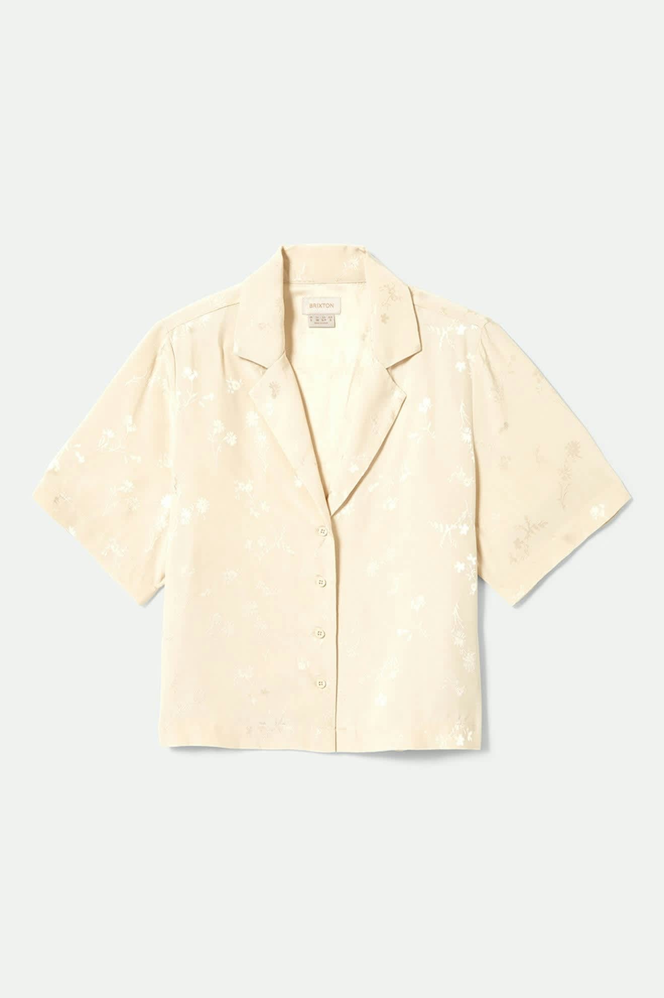 Women's Silky S/S Jacquard Button Down in Whitecap Floral Jacquard