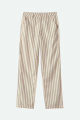Brixton Women's Bedford Pant in color Whitecap/Washed Black Pinstripe