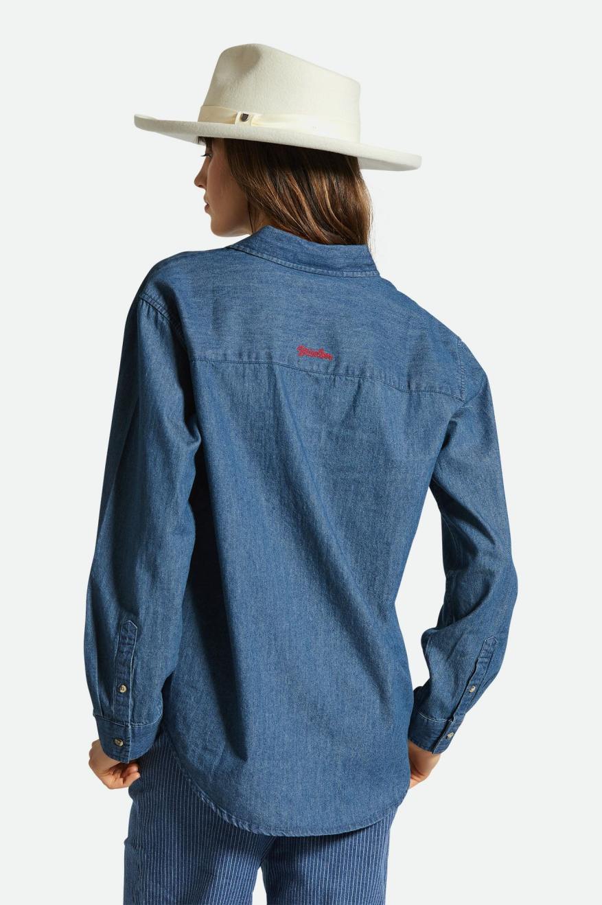 Women's Bowery Boyfriend L/S Overshirt in Indigo Rinse