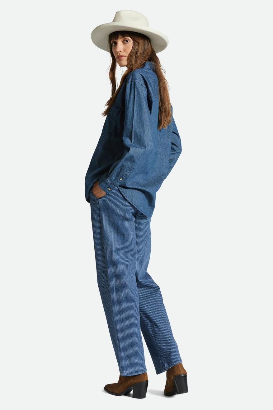 Women's Bowery Boyfriend L/S Overshirt in Indigo Rinse
