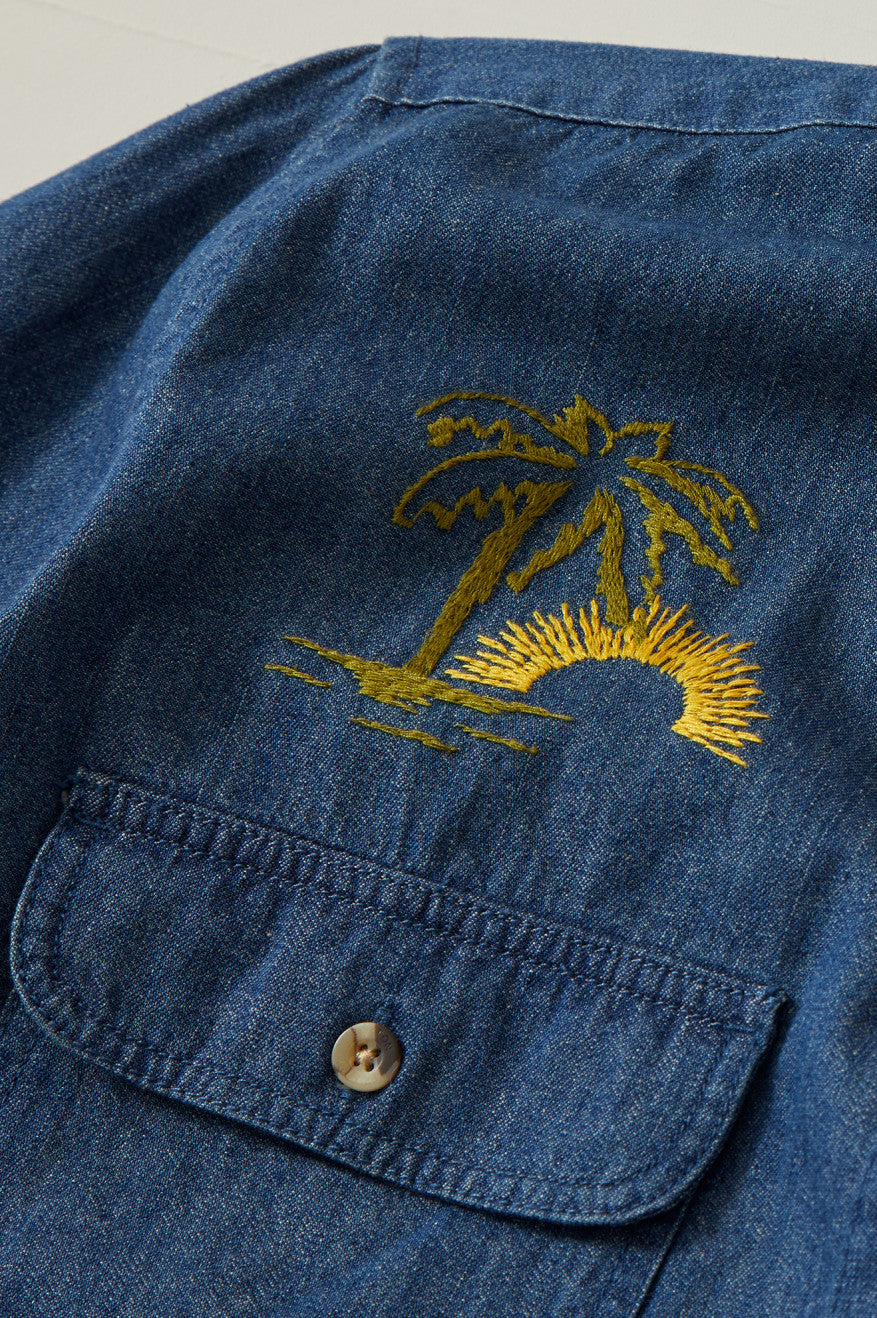 Women's Bowery Boyfriend L/S Overshirt in Indigo Rinse