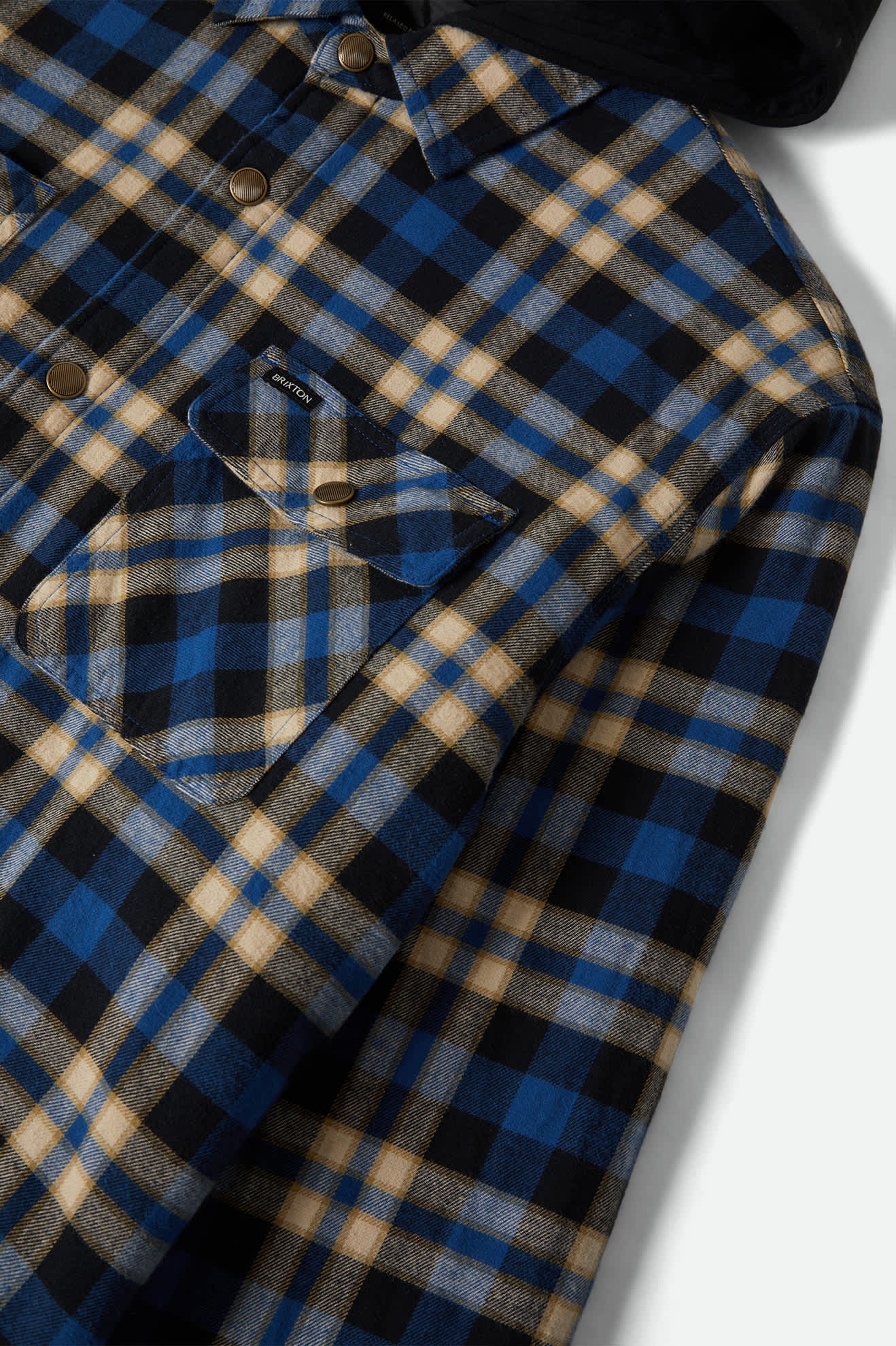 Men's Bowery Quilited Hooded Flannel in Navy/Cream