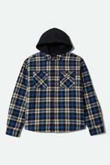 Men's Bowery Quilited Hooded Flannel in Navy/Cream