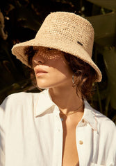 Women's Ellee Straw Bucket Hat in Tan