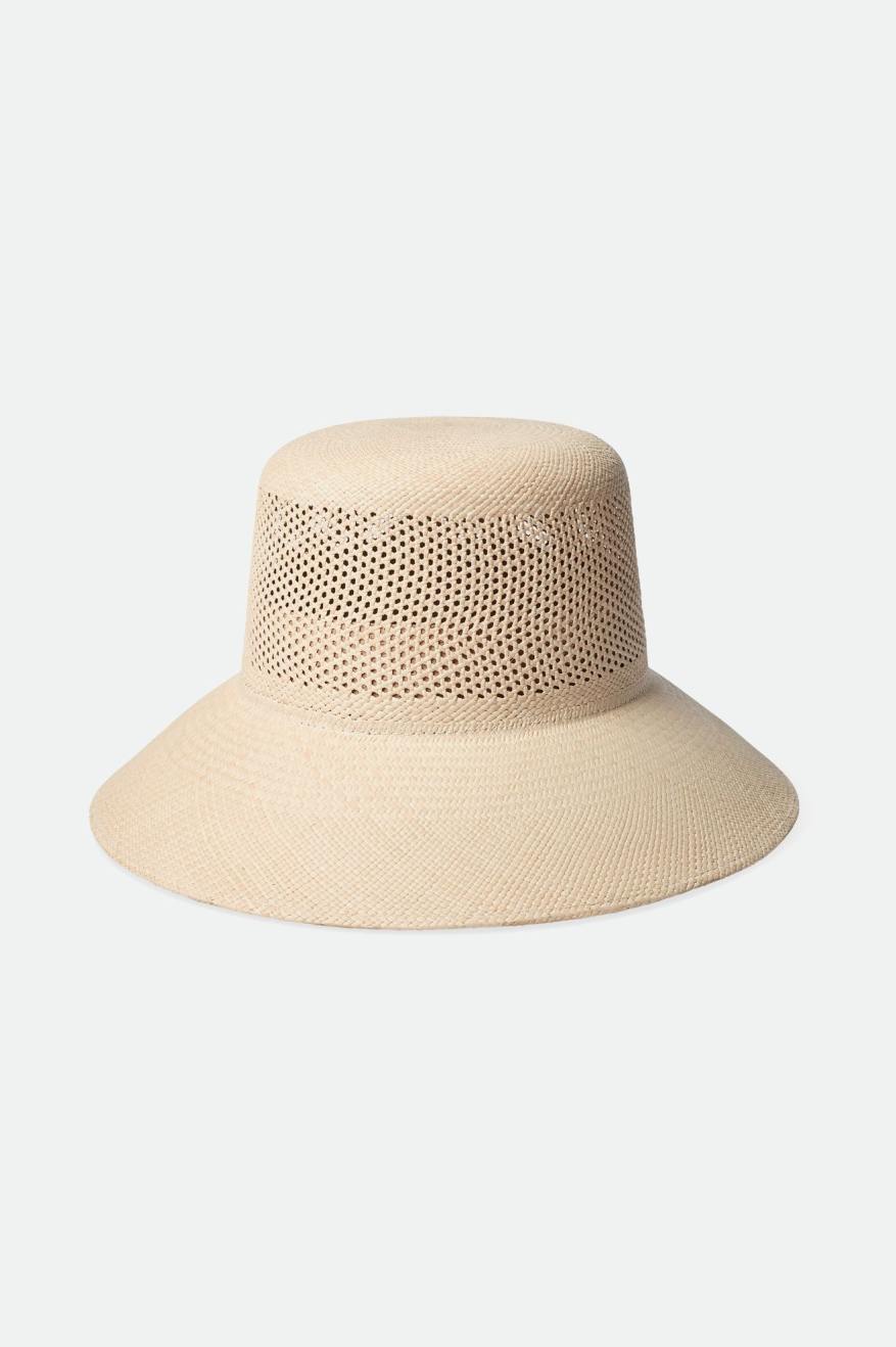 Women's Lopez Panama Straw Bucket Hat In The Color Catalina Sand