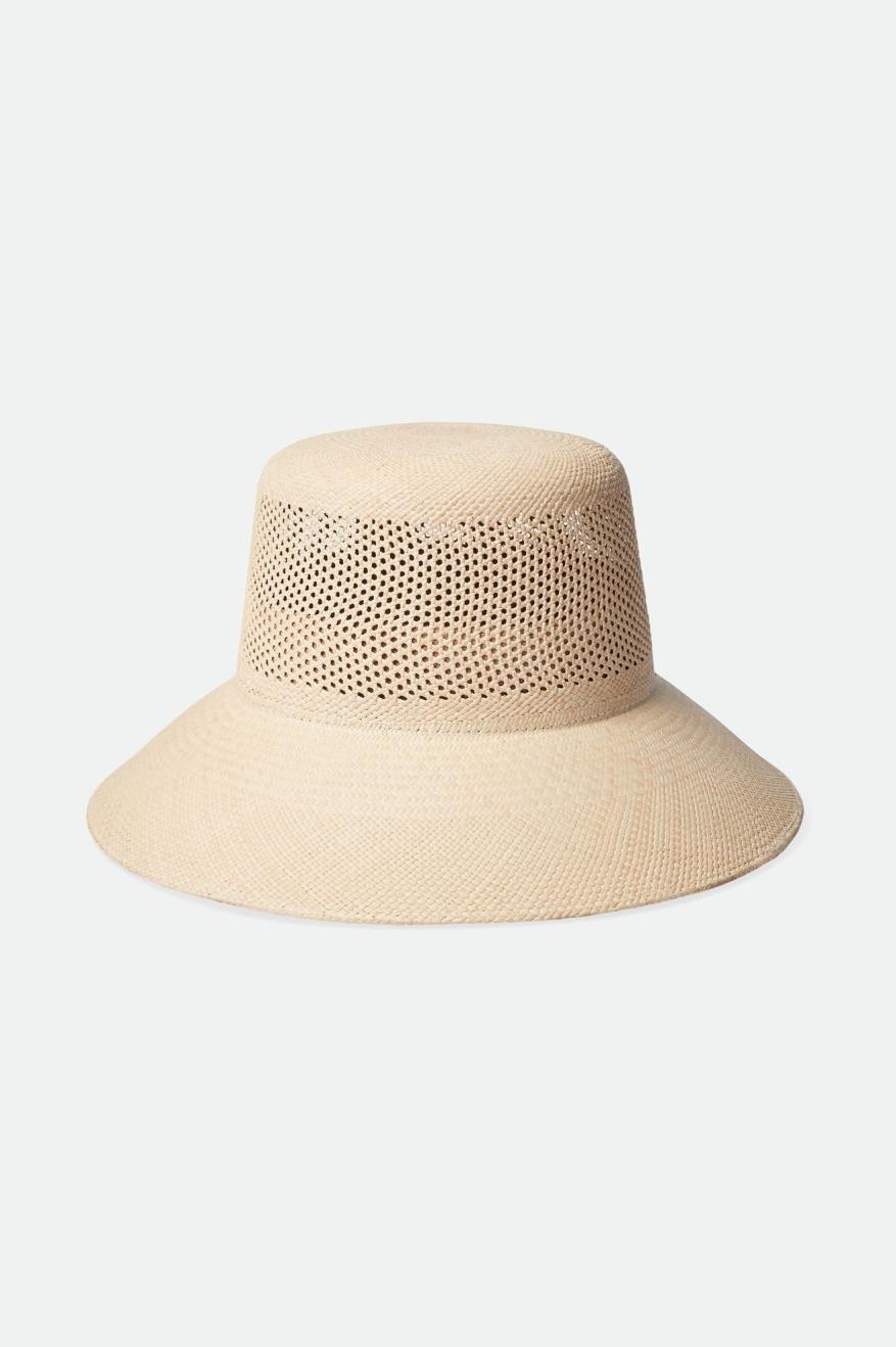 Women's Lopez Panama Straw Bucket Hat In The Color Catalina Sand